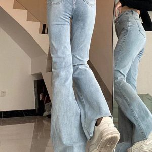 Skywave Stitch Flare Jeans - 2000s Fashion, Y2K Aesthetic Outfit, Vintage Style