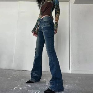 Stellar Studded Flare Jeans - 2000s Fashion, Y2K Aesthetic Outfit