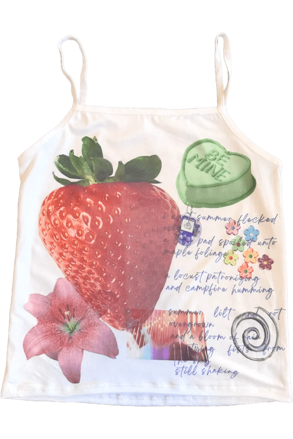 Strawberry Dreams Collage Top - 2000s Fashion, Y2K Aesthetic Outfit