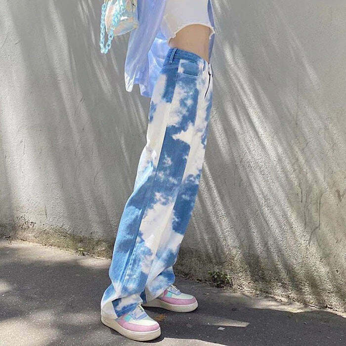 Tie Dye Wide Pants - 2000s Fashion, Nostalgia Outfits, Y2K Aesthetic