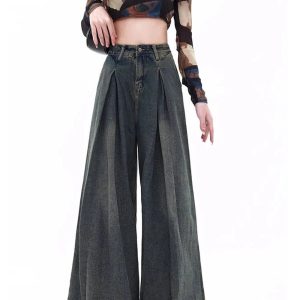 Ultra Wide-Leg Baggy Jeans - 2000s Fashion, Y2K Aesthetic Outfit