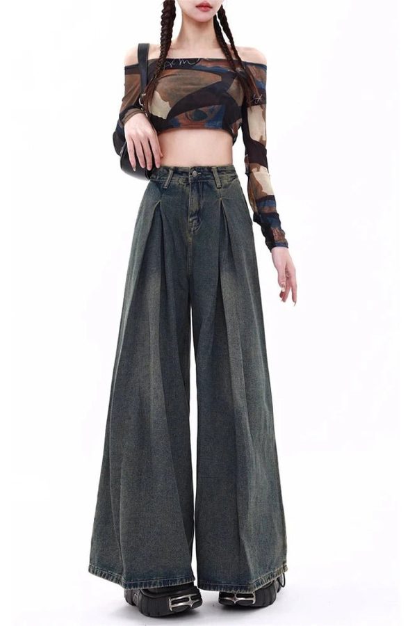 Ultra Wide-Leg Baggy Jeans - 2000s Fashion, Y2K Aesthetic Outfit