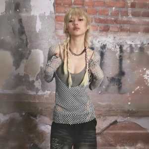 Urban Edge Fishnet Top - 2000s Fashion, Y2K Aesthetic, Nostalgia Outfit