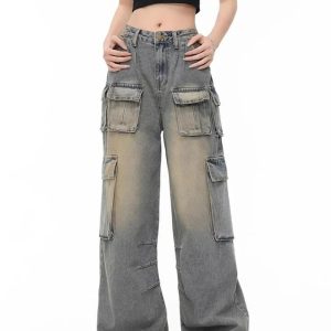 Urban Explorer Cargo Jeans - 2000s Fashion, Y2K Aesthetic, Vintage Style