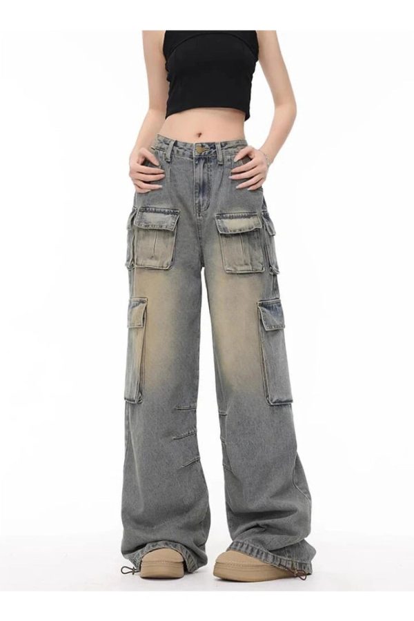 Urban Explorer Cargo Jeans - 2000s Fashion, Y2K Aesthetic, Vintage Style