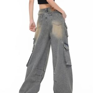 Urban Explorer Cargo Jeans - 2000s Fashion, Y2K Aesthetic, Vintage Style