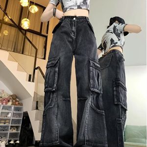 Urban Utility Cargo Jeans - 2000s Fashion, Y2K Aesthetic, Vintage Style