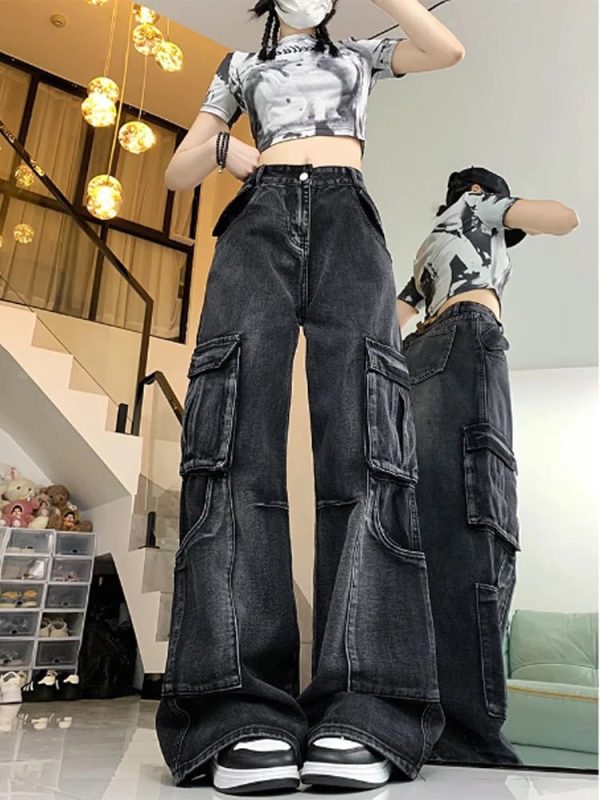 Urban Utility Cargo Jeans - 2000s Fashion, Y2K Aesthetic, Vintage Style