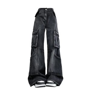 Urban Utility Cargo Jeans - 2000s Fashion, Y2K Aesthetic, Vintage Style