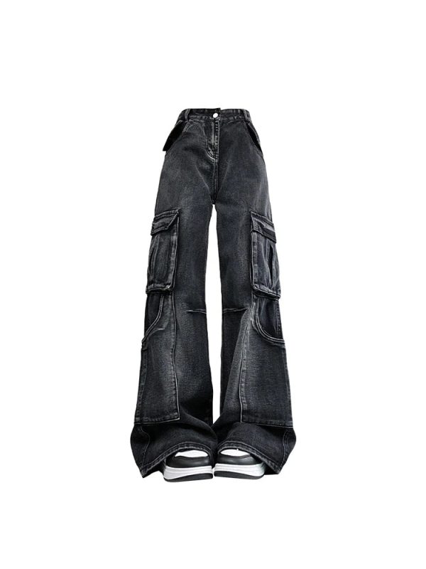 Urban Utility Cargo Jeans - 2000s Fashion, Y2K Aesthetic, Vintage Style