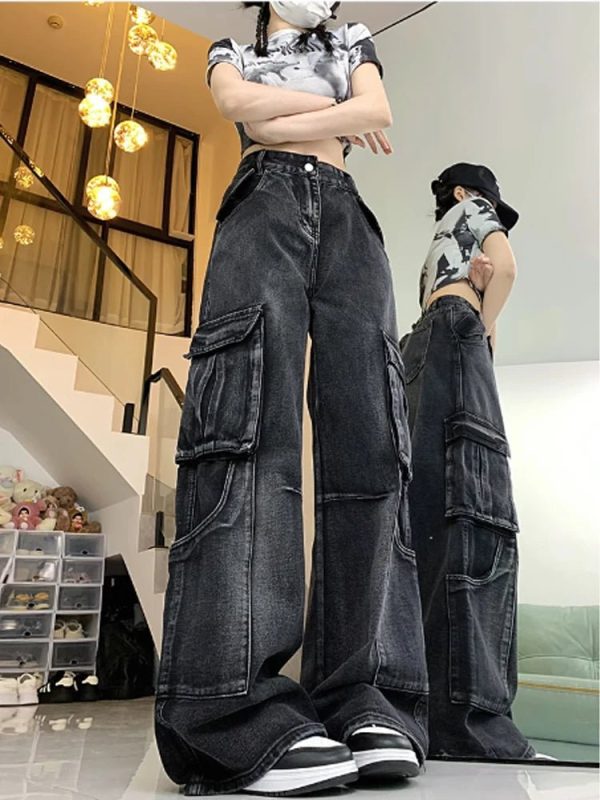 Urban Utility Cargo Jeans - 2000s Fashion, Y2K Aesthetic, Vintage Style