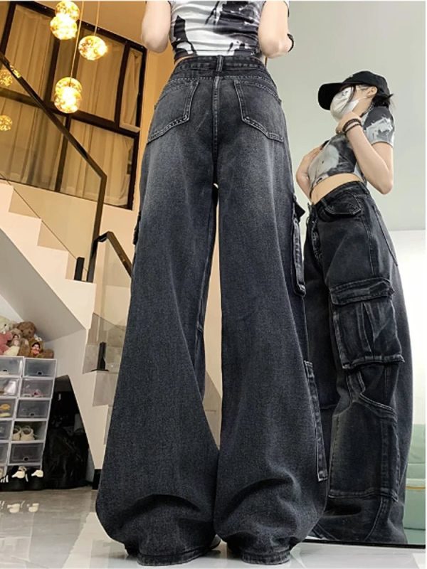 Urban Utility Cargo Jeans - 2000s Fashion, Y2K Aesthetic, Vintage Style