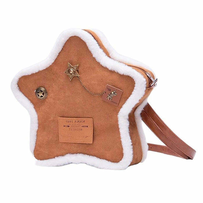 Vanilla Girl Sheepskin Star Backpack - 2000s Fashion Nostalgia Outfit Accessory