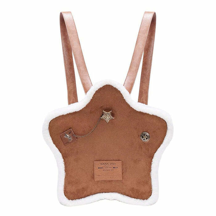 Vanilla Girl Sheepskin Star Backpack - 2000s Fashion Nostalgia Outfit Accessory