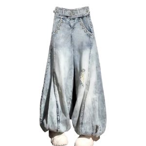 Vintage Balloon Wide-Leg Jeans - 2000s Fashion, Y2K Aesthetic Outfit