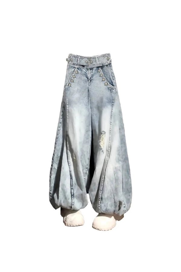 Vintage Balloon Wide-Leg Jeans - 2000s Fashion, Y2K Aesthetic Outfit