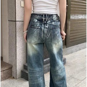 Vintage Fade Wide-Leg Jeans - 2000s Fashion, Y2K Aesthetic Outfit