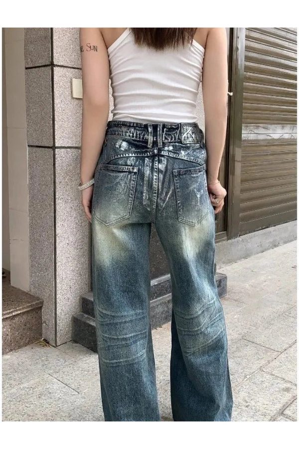 Vintage Fade Wide-Leg Jeans - 2000s Fashion, Y2K Aesthetic Outfit