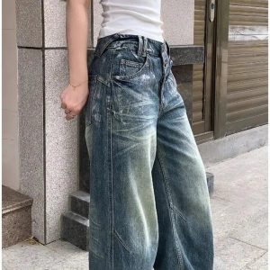 Vintage Fade Wide-Leg Jeans - 2000s Fashion, Y2K Aesthetic Outfit