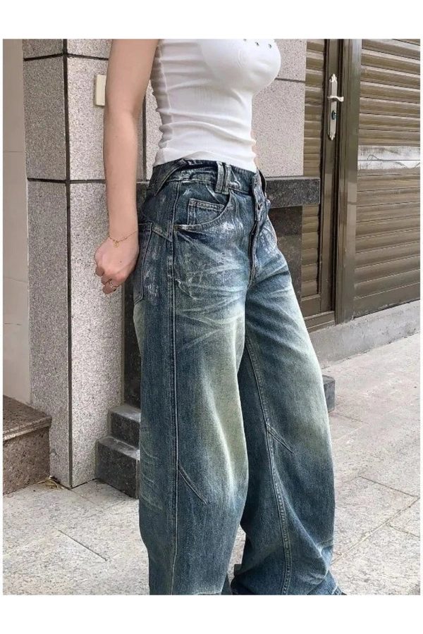 Vintage Fade Wide-Leg Jeans - 2000s Fashion, Y2K Aesthetic Outfit