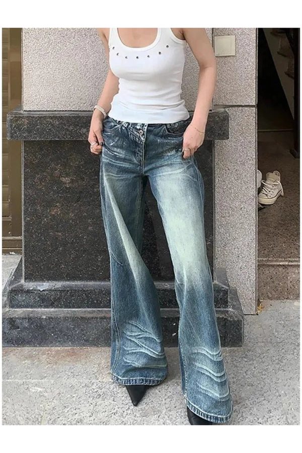 Vintage Fade Wide-Leg Jeans - 2000s Fashion, Y2K Aesthetic Outfit