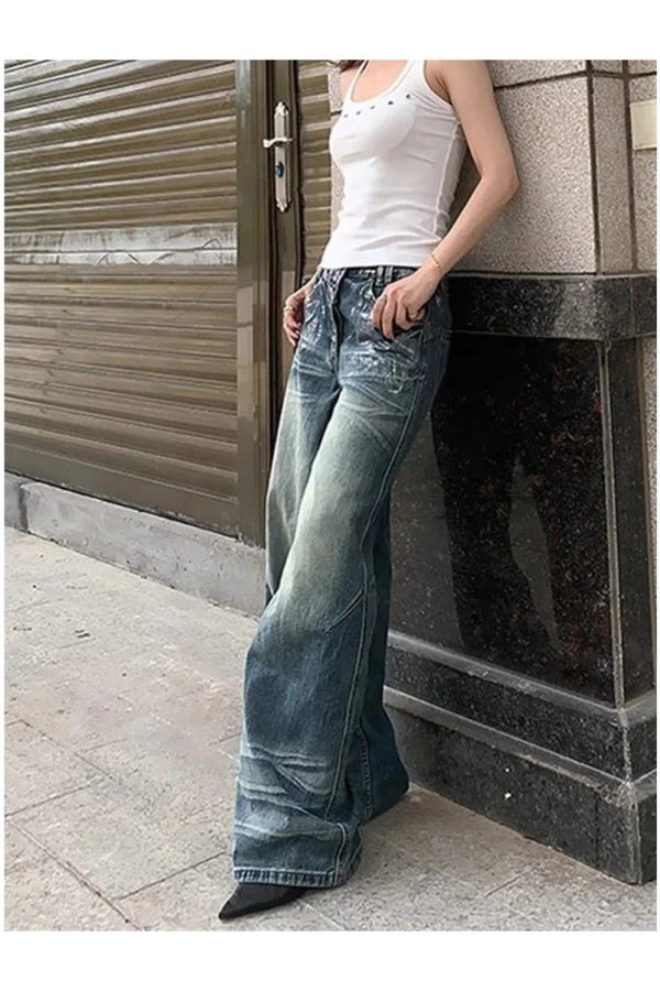 Vintage Fade Wide-Leg Jeans - 2000s Fashion, Y2K Aesthetic Outfit