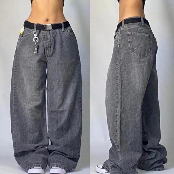 Vintage Washed Baggy Jeans - 2000s Fashion, Y2K Aesthetic Outfit