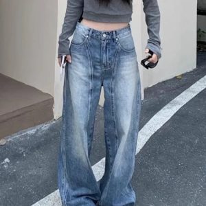 Vintage Washed Wide-Leg Jeans for 2000s Fashion and Nostalgia Outfits