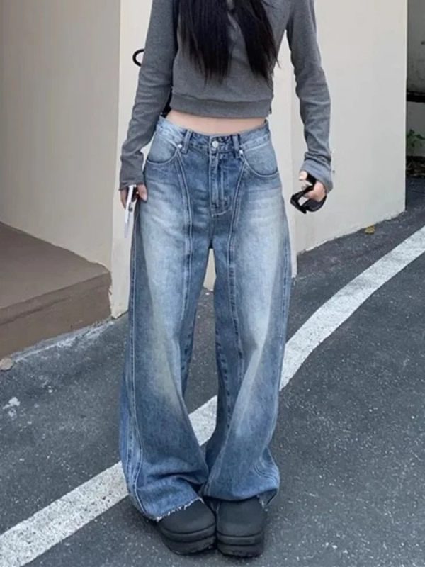 Vintage Washed Wide-Leg Jeans for 2000s Fashion and Nostalgia Outfits