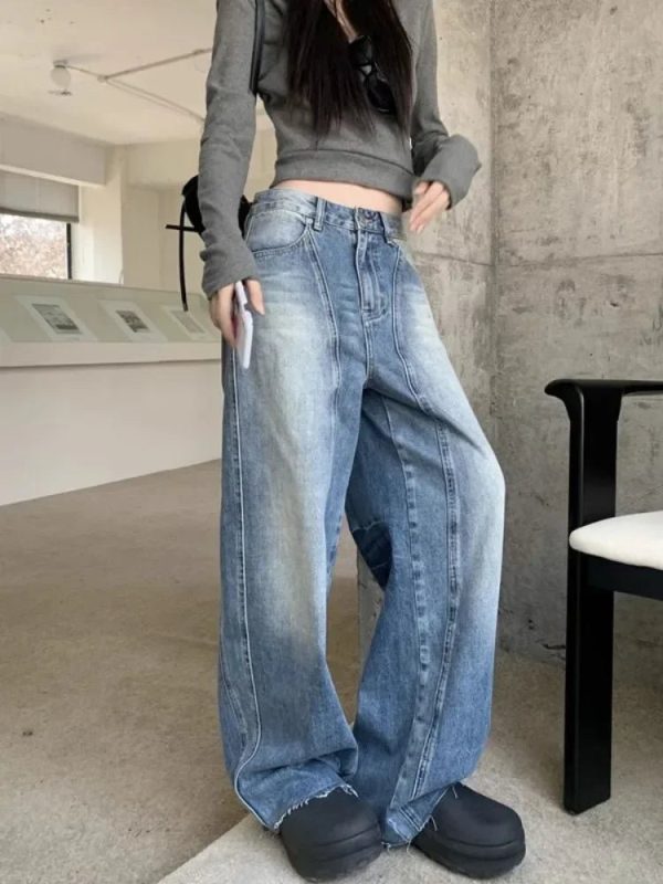 Vintage Washed Wide-Leg Jeans for 2000s Fashion and Nostalgia Outfits