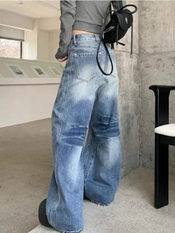 Vintage Washed Wide-Leg Jeans for 2000s Fashion and Nostalgia Outfits