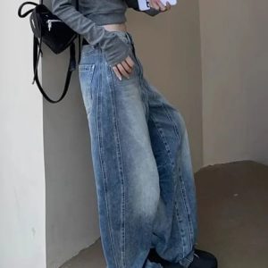 Vintage Washed Wide-Leg Jeans for 2000s Fashion and Nostalgia Outfits