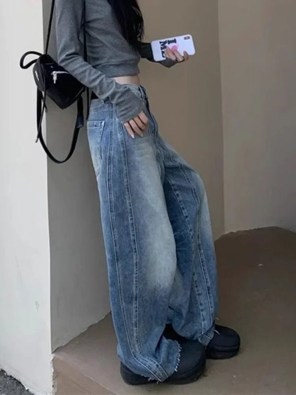 Vintage Washed Wide-Leg Jeans for 2000s Fashion and Nostalgia Outfits