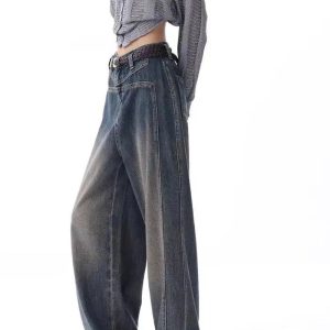 Vintage Washed Wide-Leg Jeans for 2000s Fashion & Nostalgia Outfits