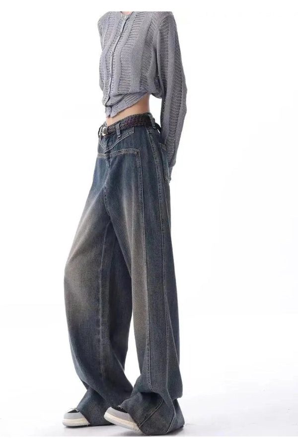 Vintage Washed Wide-Leg Jeans for 2000s Fashion & Nostalgia Outfits