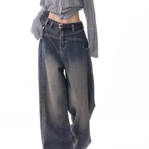 Vintage Washed Wide-Leg Jeans for 2000s Fashion & Nostalgia Outfits