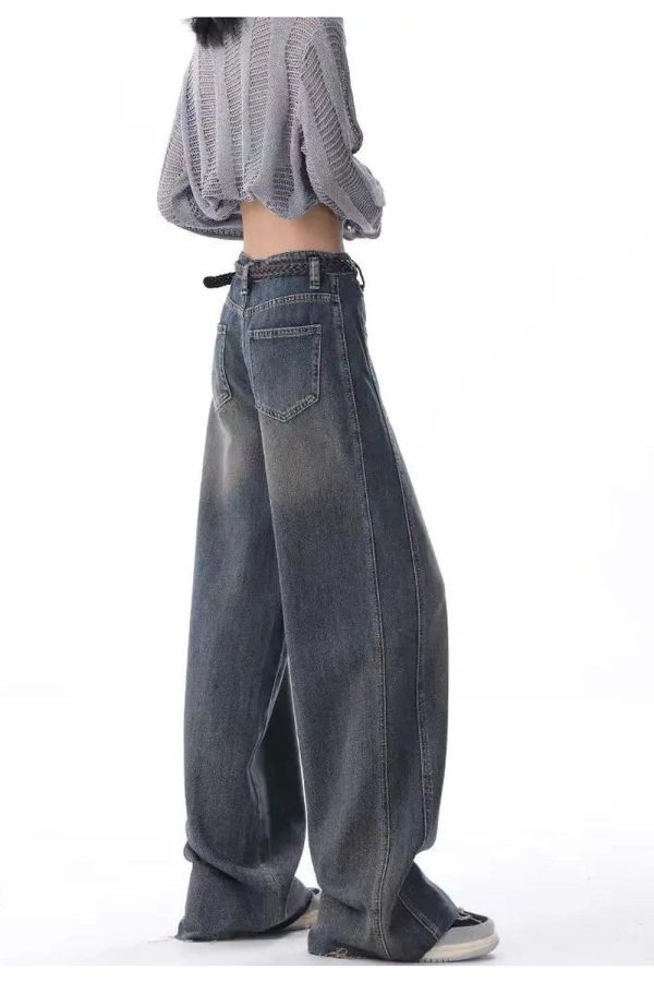 Vintage Washed Wide-Leg Jeans for 2000s Fashion & Nostalgia Outfits