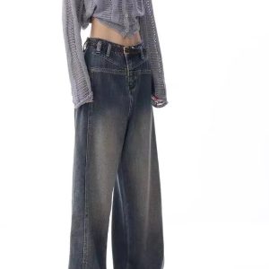 Vintage Washed Wide-Leg Jeans for 2000s Fashion & Nostalgia Outfits