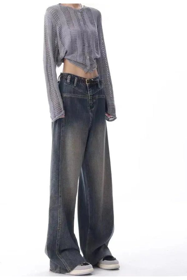 Vintage Washed Wide-Leg Jeans for 2000s Fashion & Nostalgia Outfits