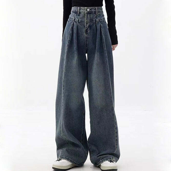 Vintage Wide Leg Jeans - 2000s Fashion, Y2K Aesthetic, Nostalgia Outfits