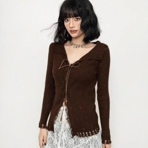 Wanderer Knit Top - 2000s Fashion Inspired Winter Outfit for Women