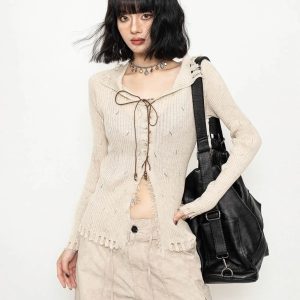 Wanderer Knit Top - 2000s Fashion Inspired Winter Outfit for Women