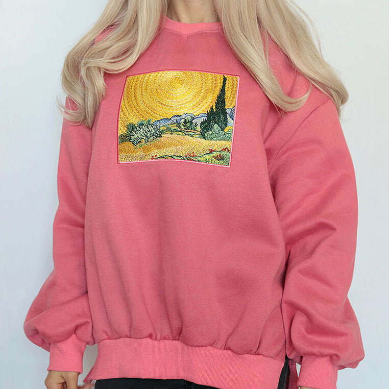 Wheat Field Cypresses Sweatshirt - 2000s Fashion Nostalgia Outfit