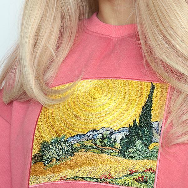 Wheat Field Cypresses Sweatshirt - 2000s Fashion Nostalgia Outfit