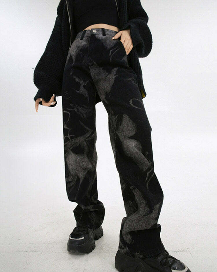 Wonder Haze Straight Leg Jeans - 2000s Fashion, Y2K Aesthetic Outfit