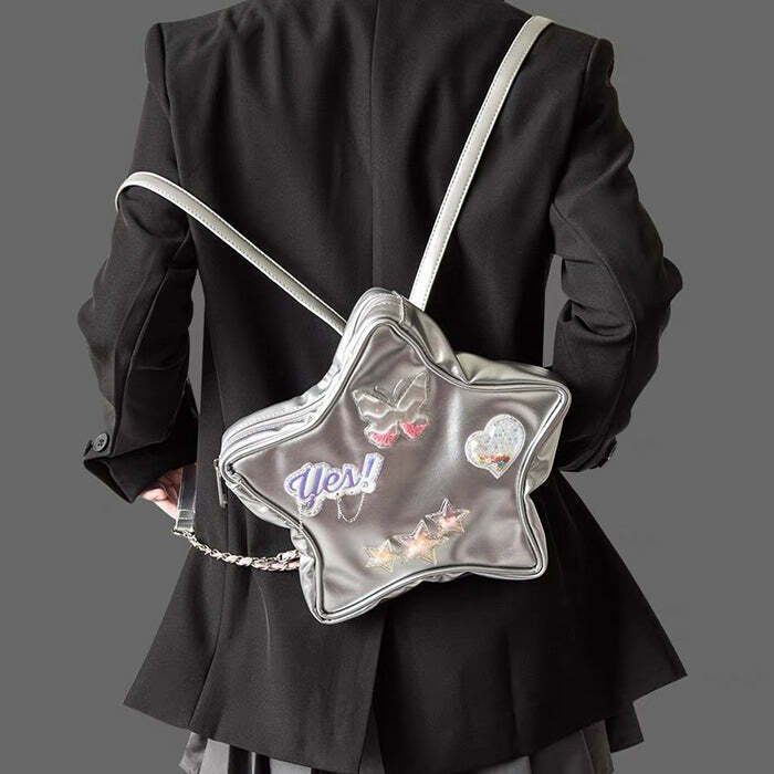 Y2K Aesthetic Star-Shaped Backpack for 2000s Fashion Lovers