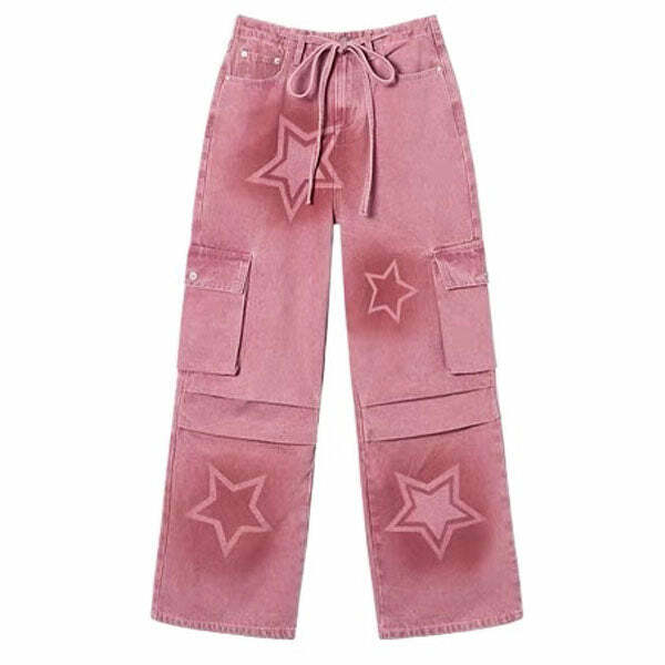 Y2K Graffiti Star Jeans - 2000s Fashion, Nostalgia Outfits, Winter Style