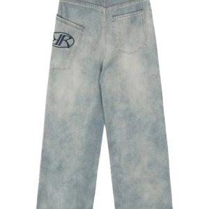 Y2K Loose Fit Logo Jeans - 2000s Fashion, Nostalgia Outfits, Vintage Style