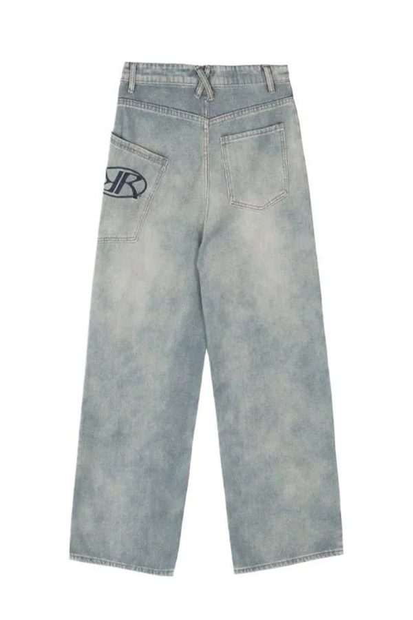 Y2K Loose Fit Logo Jeans - 2000s Fashion, Nostalgia Outfits, Vintage Style