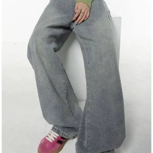 Y2K Loose Fit Logo Jeans - 2000s Fashion, Nostalgia Outfits, Vintage Style